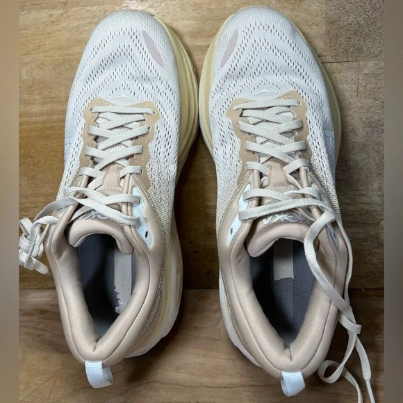 Hoka One One Bondi 8 Womens Size 10.5 Running Shoes Sneakers Shifting Sand Tan - Picture 7 of 13